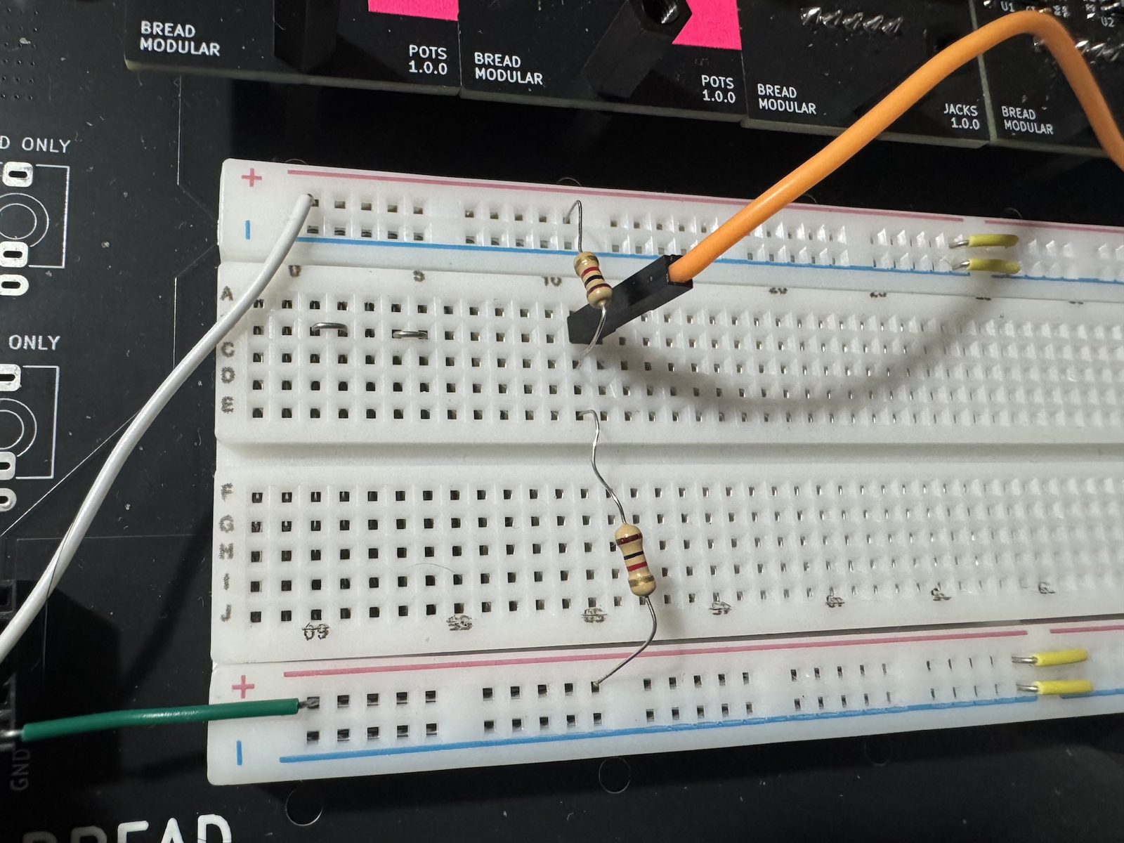 1k voltage divider on the breadboard