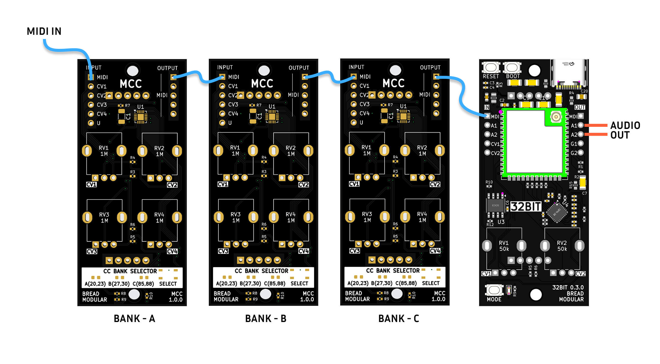 Cascading 3 MCC modules with 32bit